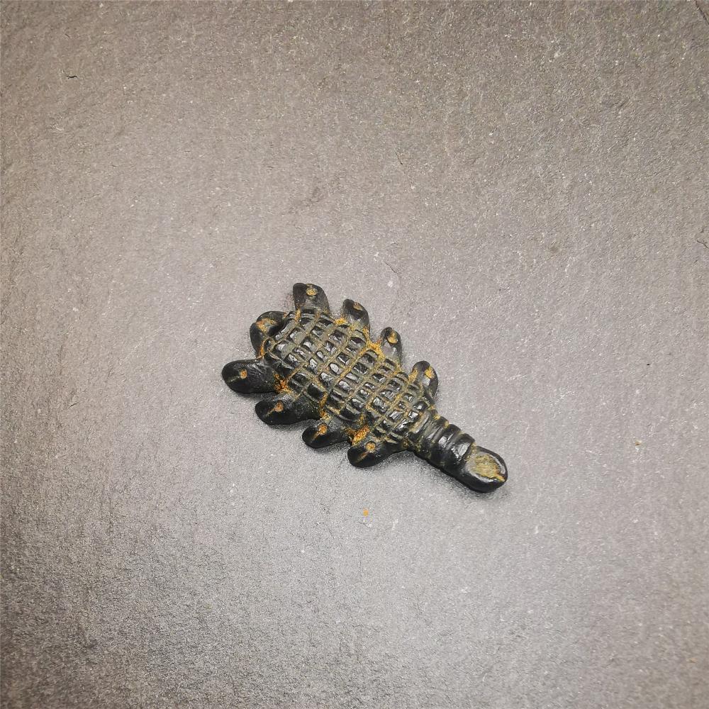 Amulet,Obsidian Carved Scorpion Guru of Padmasambhava Pendant,1.3"