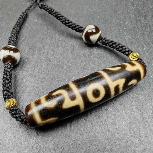 Tibetan Guru Rinpoche's Ritual Dzi Bead Necklace,2.1" x 0.51"