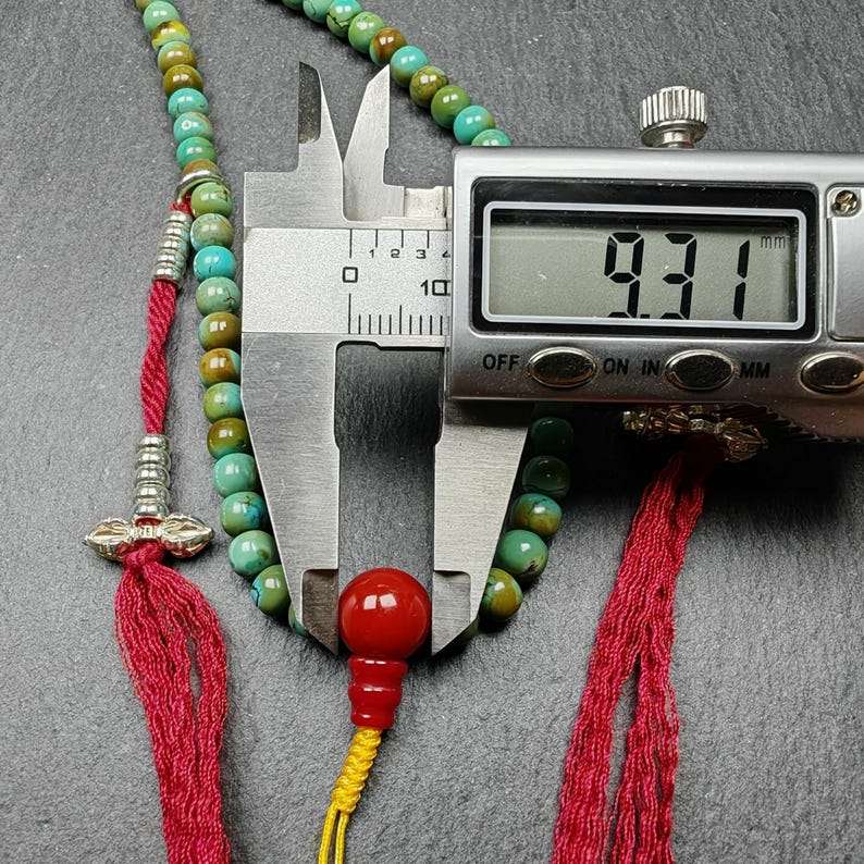 Gandhanra Old 108 Turquoise Beads Necklace Mala,Tibetan Prayer Beads for Meditation Practice ,Diameter 0.23", Circumference 24 inches