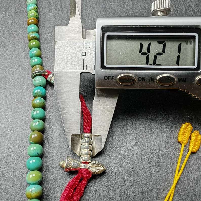 Gandhanra Old 108 Turquoise Beads Necklace Mala,Tibetan Prayer Beads for Meditation Practice ,Diameter 0.23", Circumference 24 inches