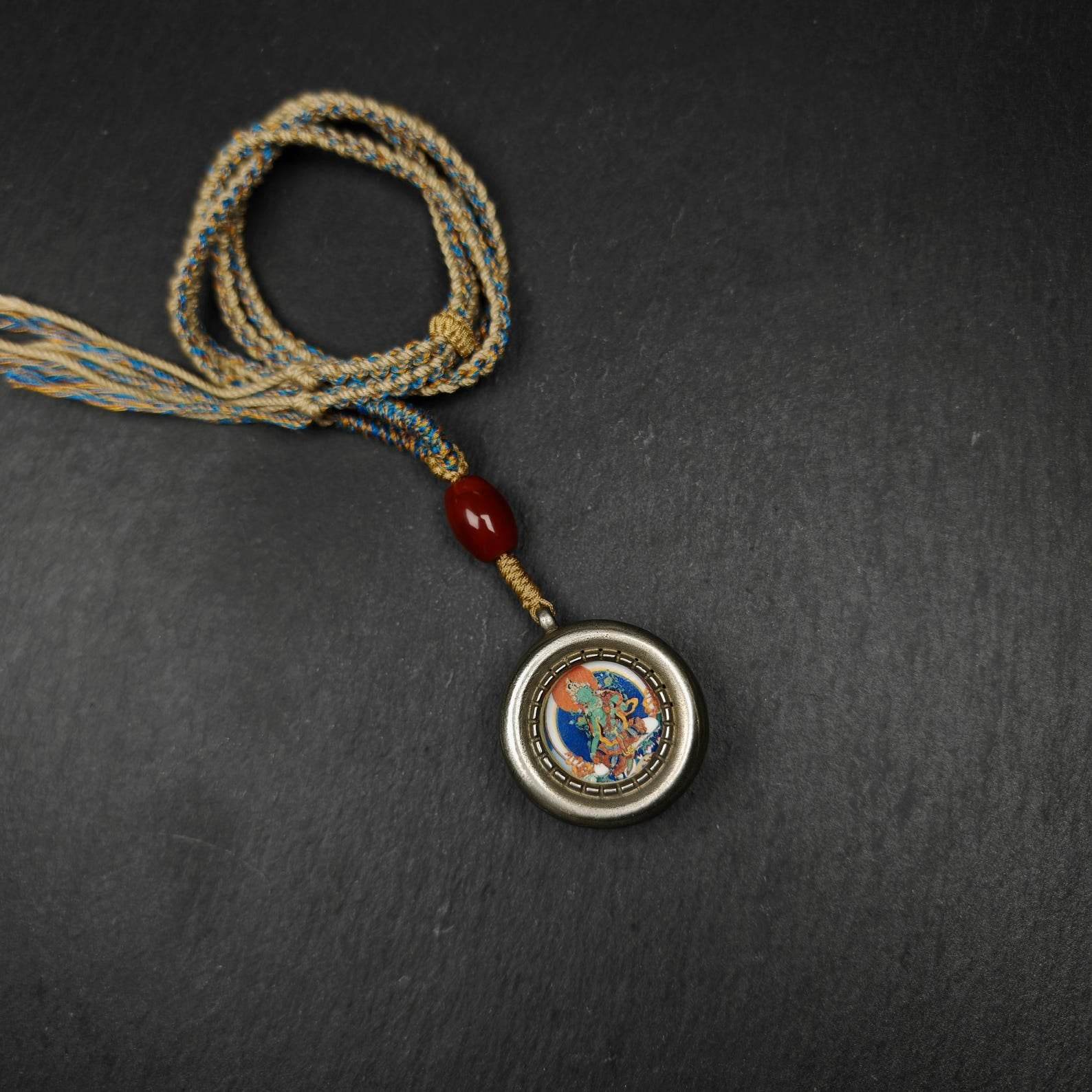 Antique Gau Ghau Shrine, Green Tara,Round Tibetan Buddhist Altar Amulet Pendant - Gandhanra-ART