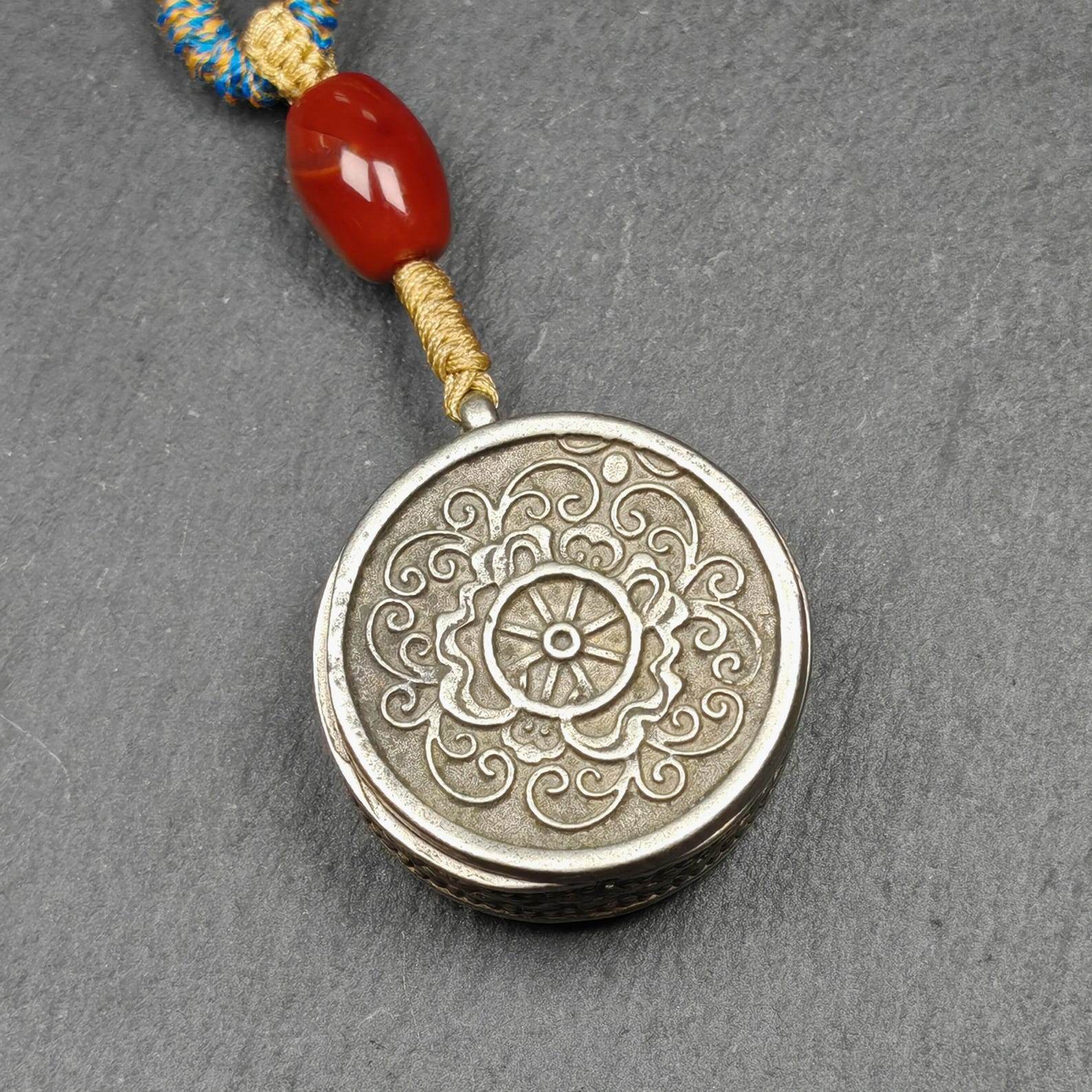 Antique Gau Ghau Shrine, Green Tara,Round Tibetan Buddhist Altar Amulet Pendant - Gandhanra-ART