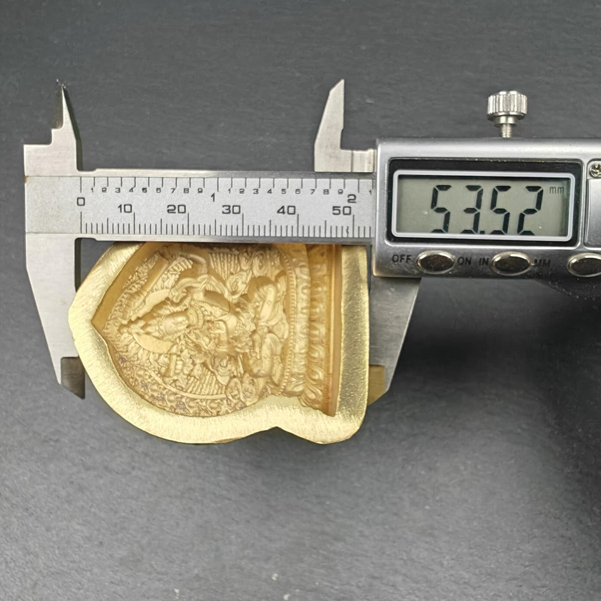Yellow Manjusri Tsa Tsa Mold - Tibetan tsa tsa mold, size reference