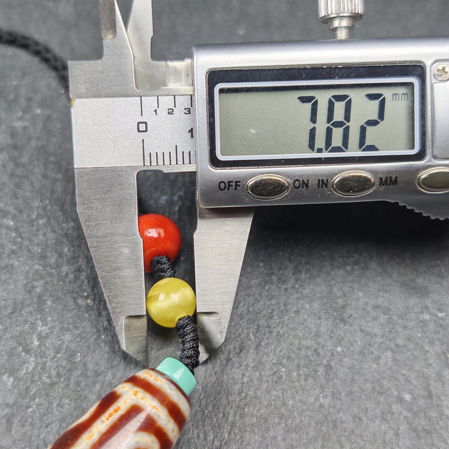 Unique Fire Agate 9 Eyes Dzi Bead Necklace