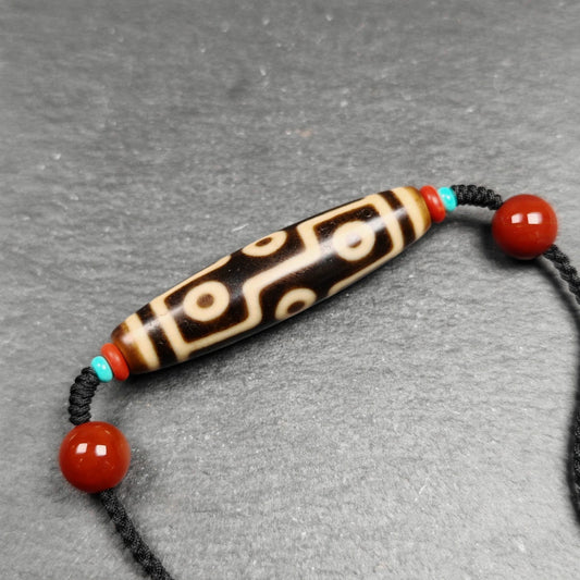 Vintage 9 Eyes Dzi Bead Necklace 53*13mm