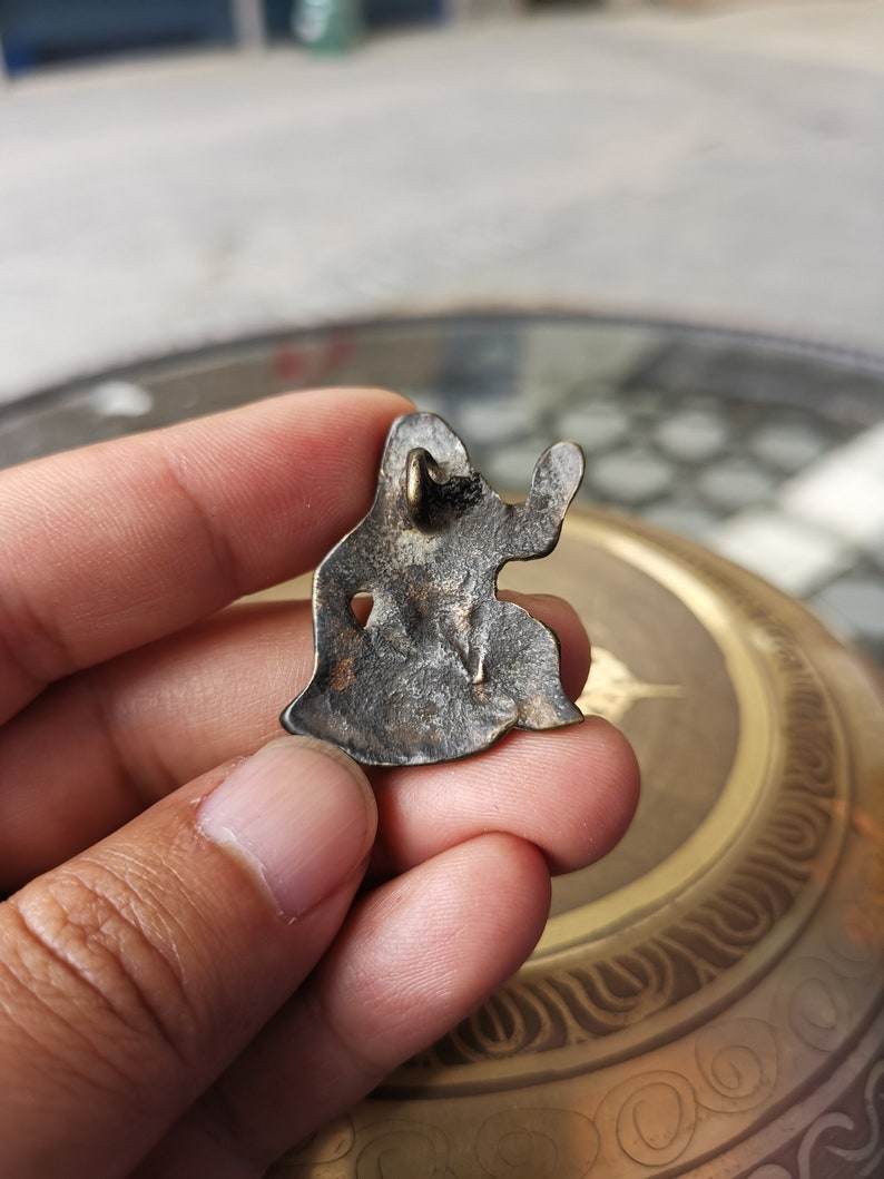 Buddhist Protective Pendant,Abstract Wrathful Vajrapani Amulet Badge,Made of Thokcha,150 years old - Gandhanra-ART