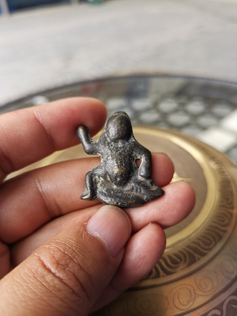 Gandhanra Antique Tibetan Buddhist Protective Pendant,Abstract Wrathful Vajrapani Amulet Badge,Made of Thokcha,150 years old