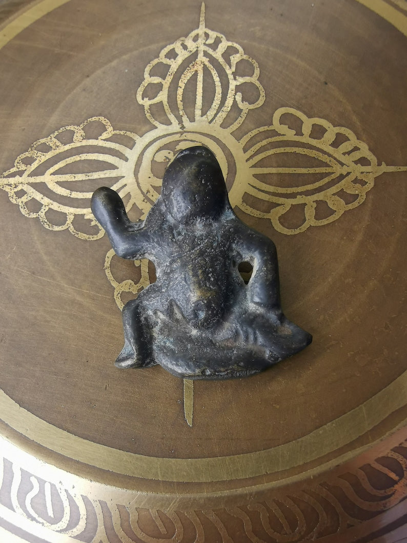 Gandhanra Antique Tibetan Buddhist Protective Pendant,Abstract Wrathful Vajrapani Amulet Badge,Made of Thokcha,150 years old