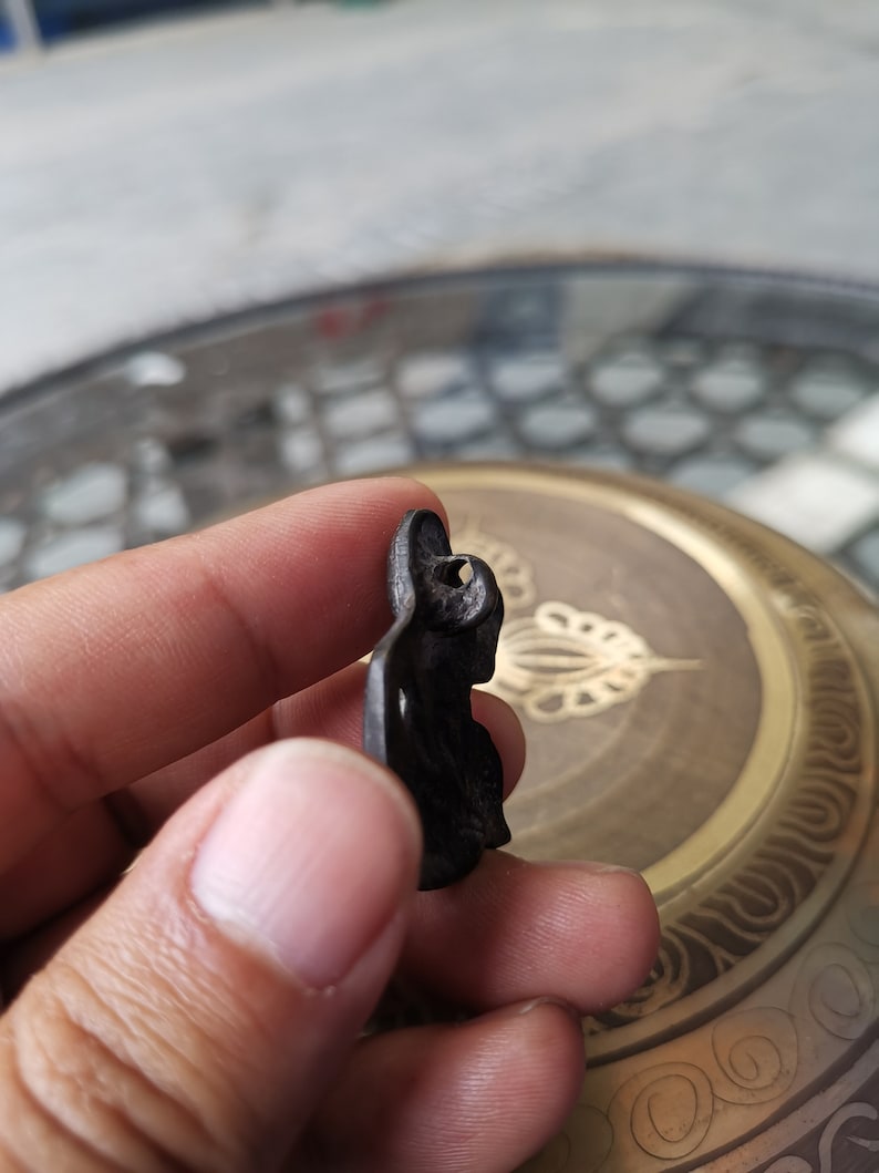 Gandhanra Antique Tibetan Buddhist Protective Pendant,Abstract Wrathful Vajrapani Amulet Badge,Made of Thokcha,150 years old