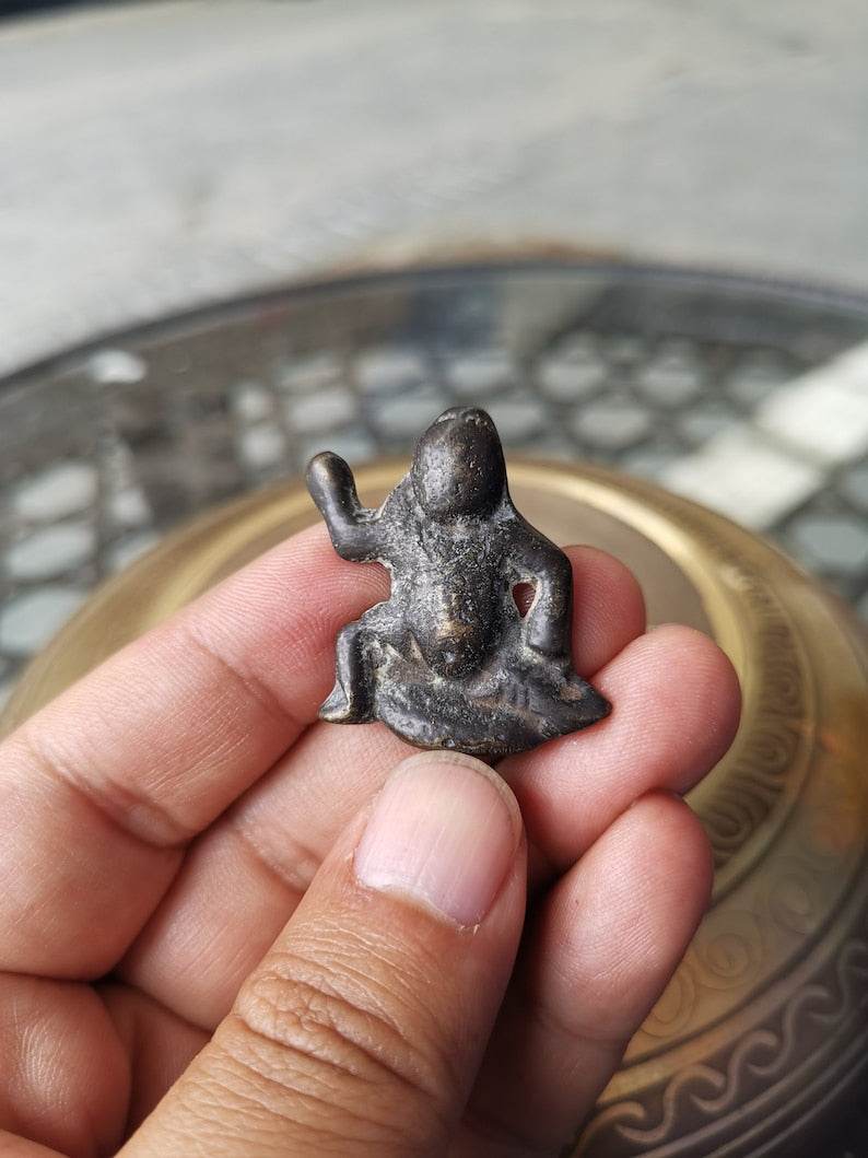 Buddhist Protective Pendant,Abstract Wrathful Vajrapani Amulet Badge,Made of Thokcha,150 years old - Gandhanra-ART