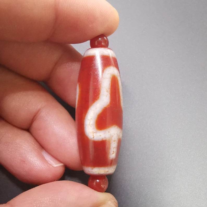Fire Agate Bodhi Dzi Bead - Gandhanra-ART