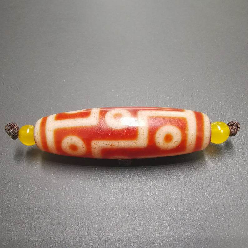 Fire Agate 9 Eyes Dzi Bead - Gandhanra-ART