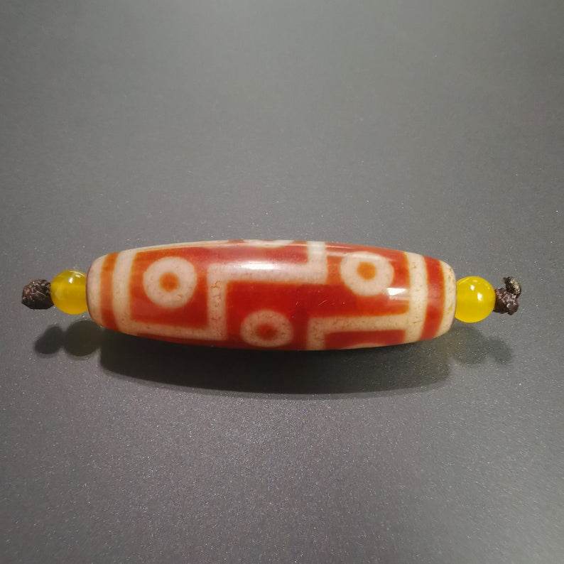 Fire Agate 9 Eyes Dzi Bead - Gandhanra-ART