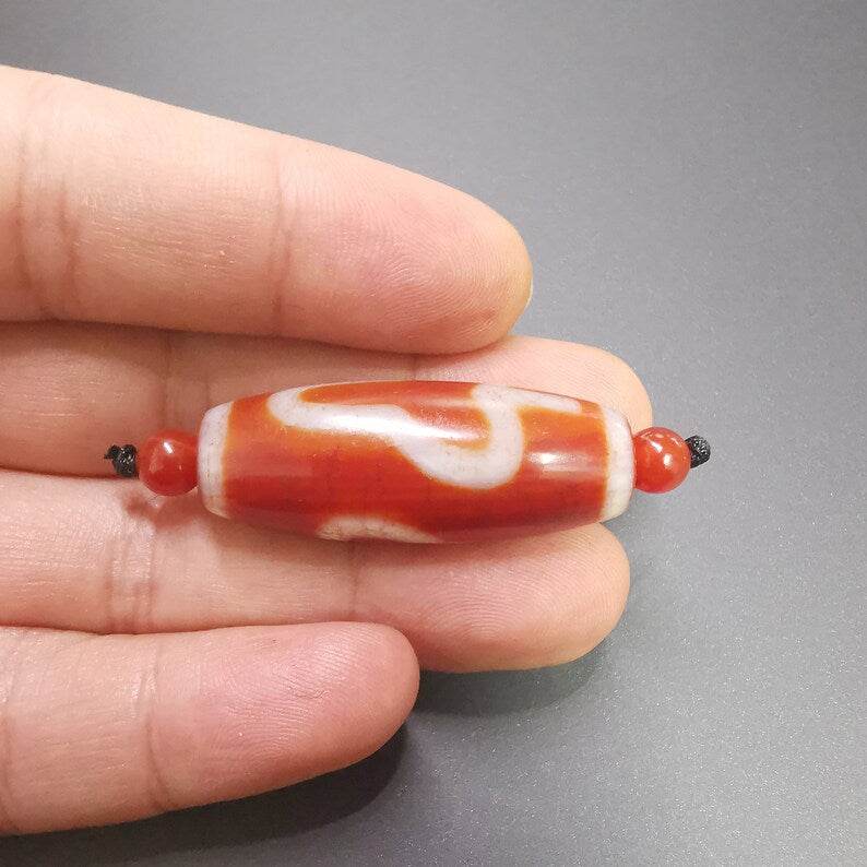 Fire Agate Bodhi Dzi Bead - Gandhanra-ART