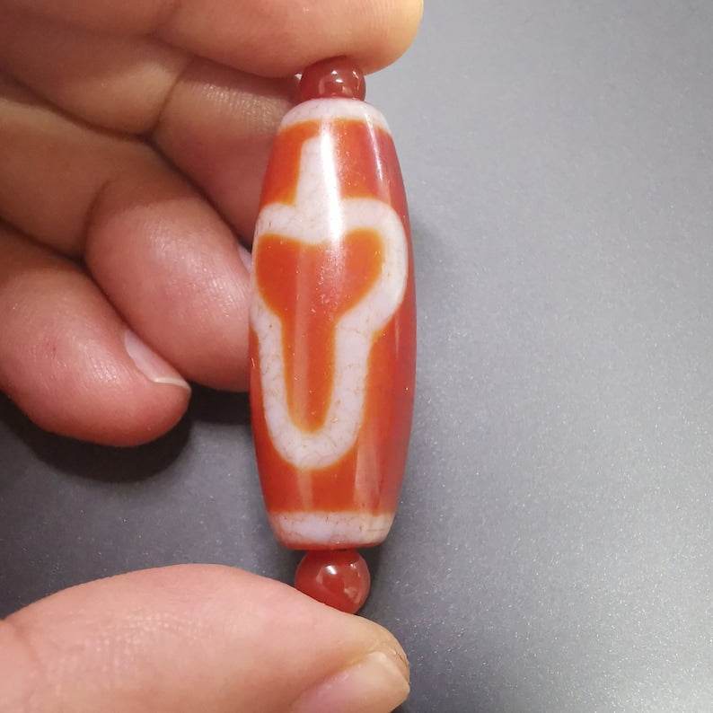 Fire Agate Bodhi Dzi Bead - Gandhanra-ART