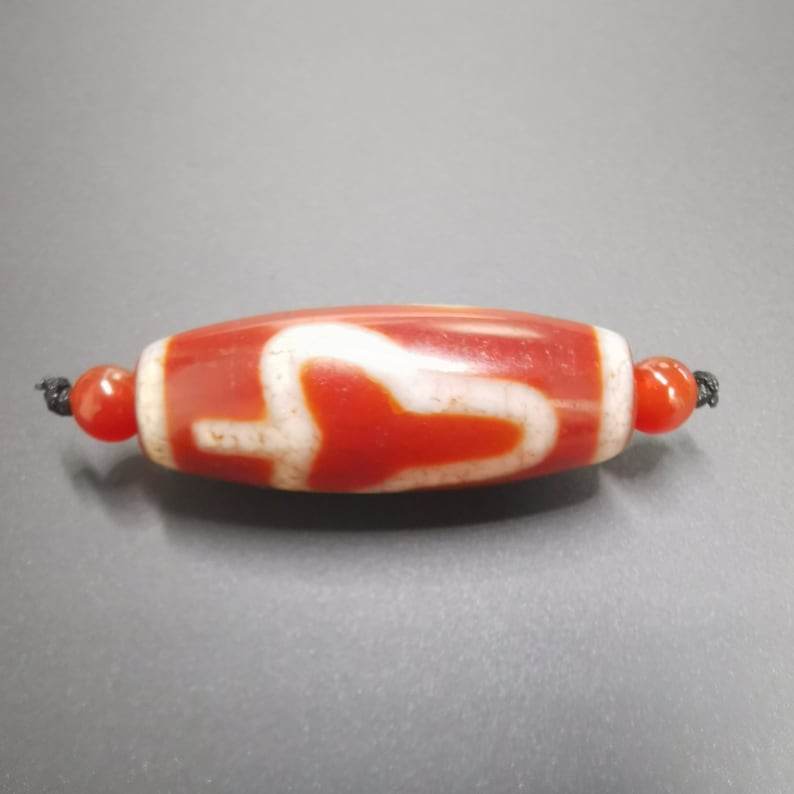 Fire Agate Bodhi Dzi Bead - Gandhanra-ART