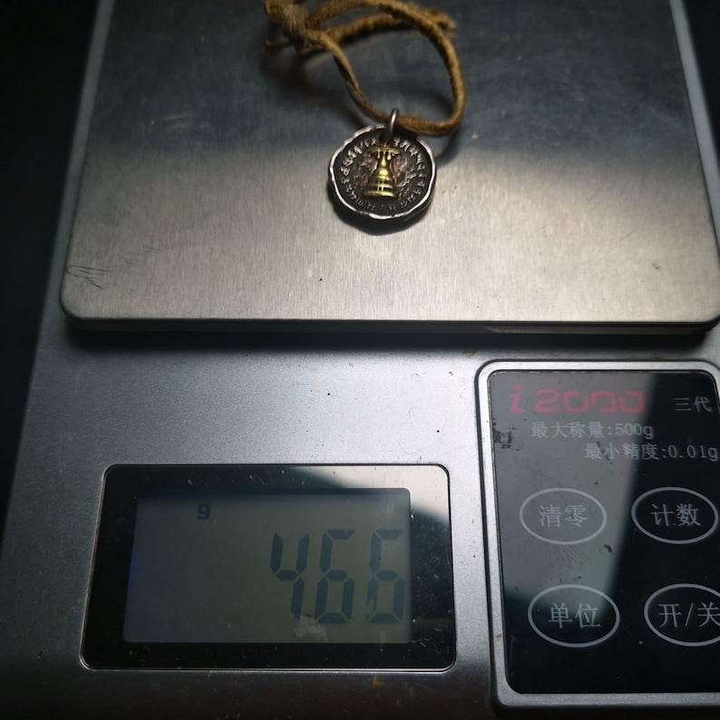 Buddhist Protective Pendant,Stupa,Pagoda,Buddhist Tower Amulet Badge,Sterling si - Tibetan Buddhist amulet, size reference