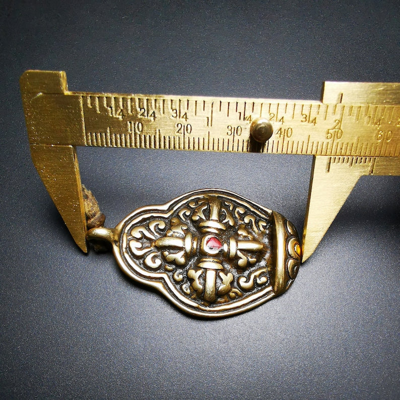 Buddhist Protective Pendant,Cross Vajra Amulet, 50 years old