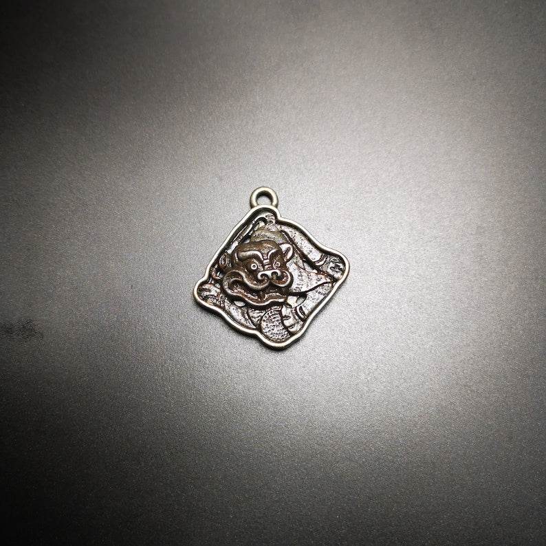 Buddhist Amulet,Tiger-the Four Dignities(Garuda,Tiger,Dragon,Lion),Buddhist Protective Talisman,Inlaid with Sliver - Gandhanra-ART