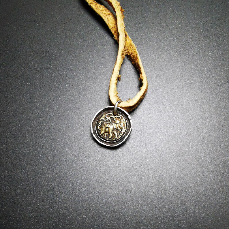 Handmade Tibetan Buddhist Amulet,Elephant Protective Pendant, 0.6 inch