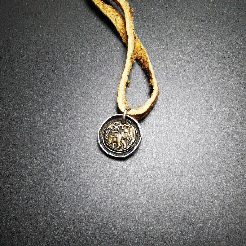 Buddhist Amulet,Elephant Protective Pendant,Buddhist Amulet,Made of Sterling Silver, Gilt - Gandhanra-ART