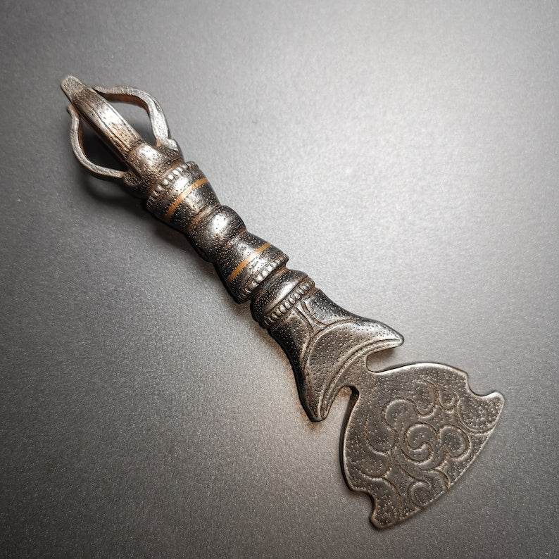 Amulet Pendant,Small Kartika(knife of the dakinis), Trantic Buddhism Dharma, Made of Thunder Iron (Thokcha) - Gandhanra-ART