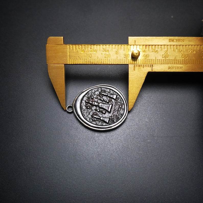 Antique Tibetan Buddhist Protective Pendant,Stupa,Pagoda,Buddhist Tower Amulet Badge,Made of Thokcha,inlaid with Sliver - Gandhanra-ART
