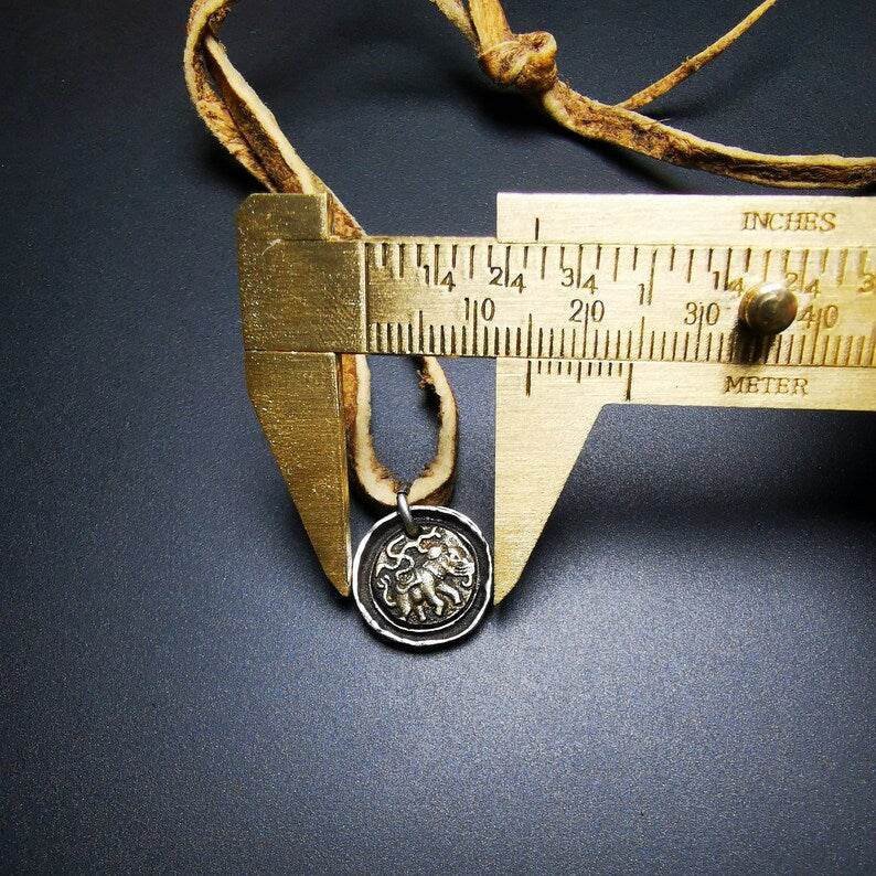 Buddhist Amulet,Elephant Protective Pendant,Buddhist Amulet,Made of Sterling Silver, Gilt - Gandhanra-ART
