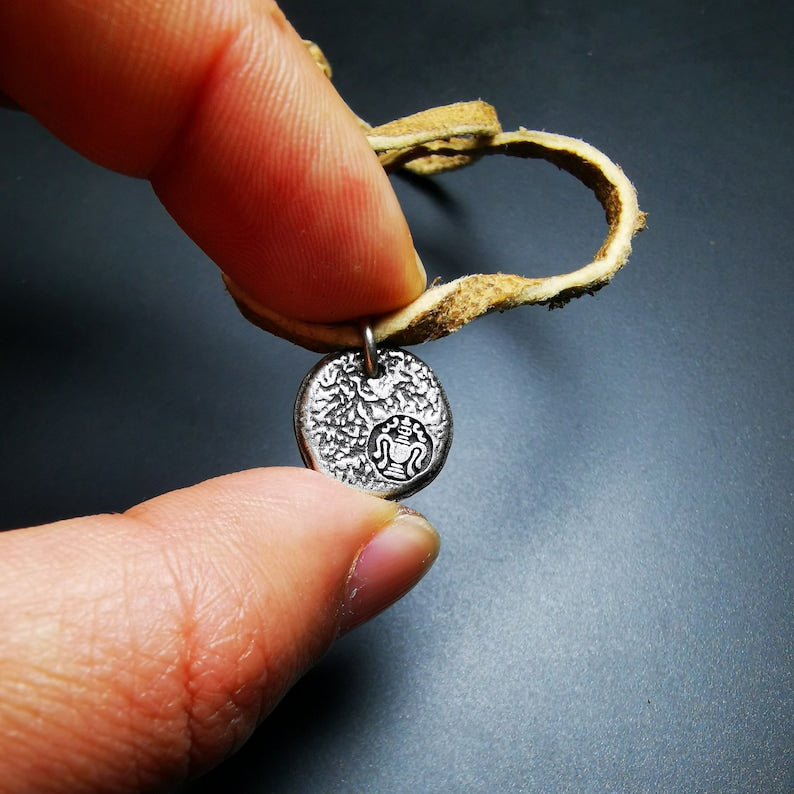 Handmade Tibetan Buddhist Amulet,Elephant Protective Pendant, 0.6 inch