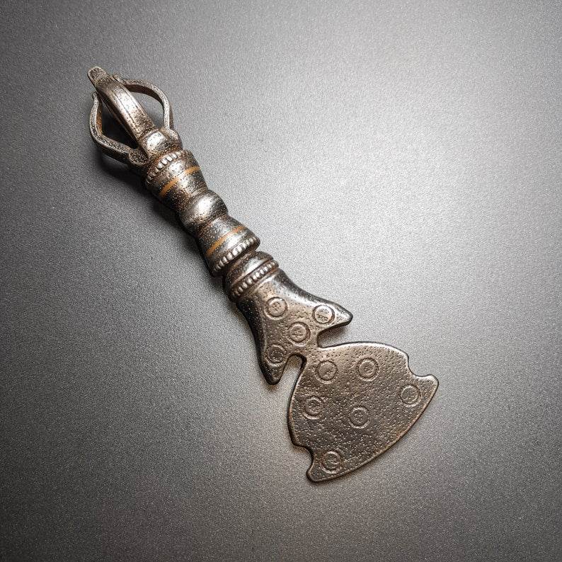 Amulet Pendant,Small Kartika(knife of the dakinis), Trantic Buddhism Dharma, Made of Thunder Iron (Thokcha) - Gandhanra-ART