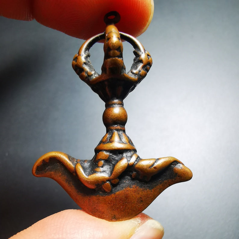 Thokcha Amulet Pendant,Kartika(knife of the dakinis), Trantic Buddhism Dharma, Made of Brass Gandhanra-ART