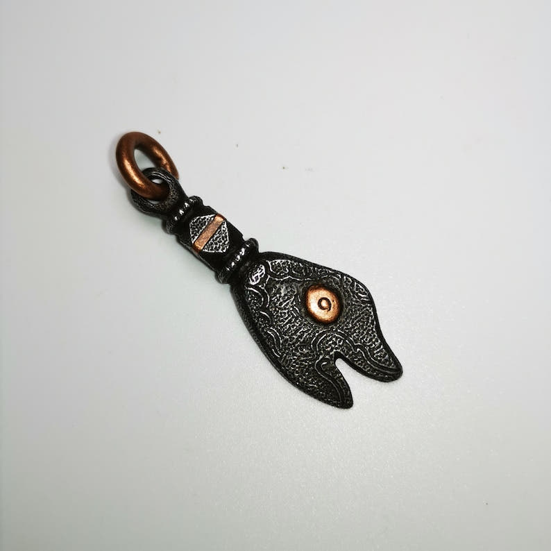 Amulet,Golden Fish, Symbolize Happiness.2.12" - Tibetan Buddhist amulet, size reference