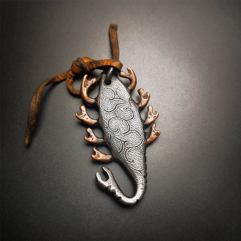 Thokcha Amulet Pendant,Scorpion Guru of Padmasambhava, Buddhist Scorpion Totem, Made of Thunder Iron - Gandhanra-ART