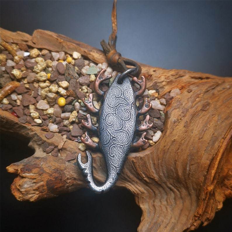 Thokcha Amulet Pendant,Scorpion Guru of Padmasambhava, Buddhist Scorpion Totem, Made of Thunder Iron - Gandhanra-ART