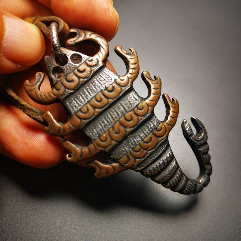 Thokcha Amulet Pendant,Scorpion Guru of Padmasambhava, Buddhist Scorpion Totem, Made of Thunder Iron - Gandhanra-ART