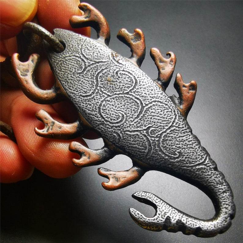 Thokcha Amulet Pendant,Scorpion Guru of Padmasambhava, Buddhist Scorpion Totem, Made of Thunder Iron - Gandhanra-ART