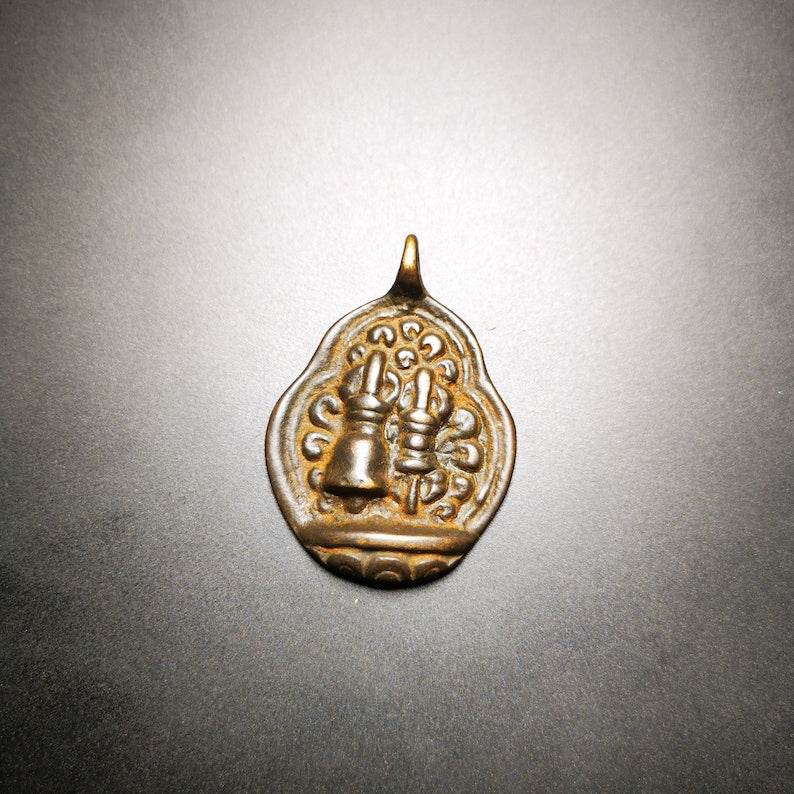 Buddhist Protective Amulet Pendant,A Tibetan vajra (club) and tribu (bell),80 years old - Gandhanra-ART