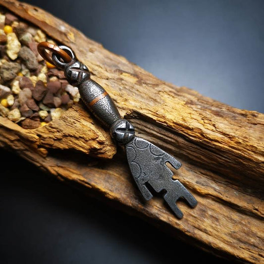 Buddhism Amulet, The Key of Heart Pendant, Made of Cold Iron - Gandhanra-ART