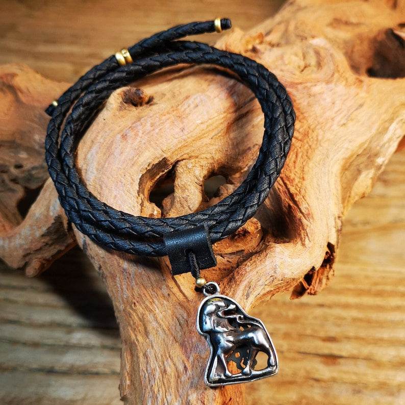 Buddhist Protective Pendant,Snow Lion Amulet Badge,inlaid with Sliver - Gandhanra-ART