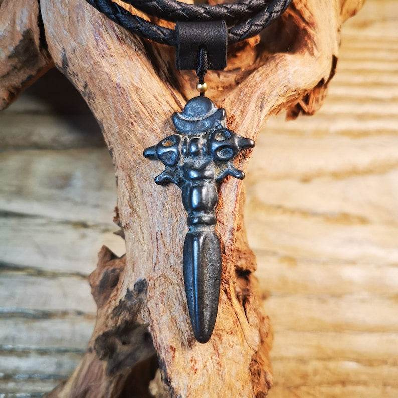 Antique Cross Vajra Phurba Amulet,Kila,Kilaka Pendant,Made of Thokcha,70 Years Old - Gandhanra-ART