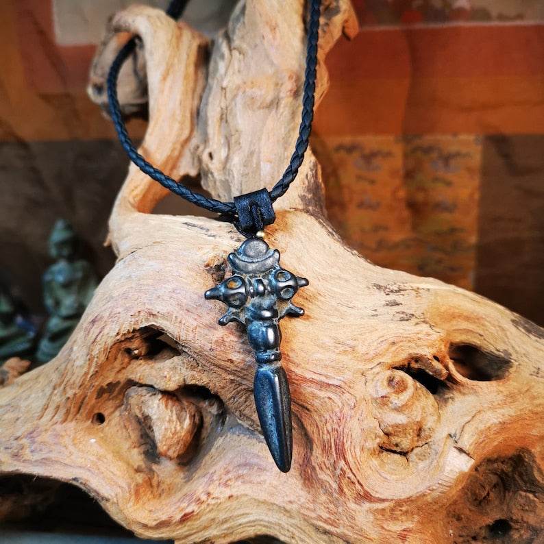 Antique Cross Vajra Phurba Amulet,Kila,Kilaka Pendant,Made of Thokcha,70 Years Old - Gandhanra-ART