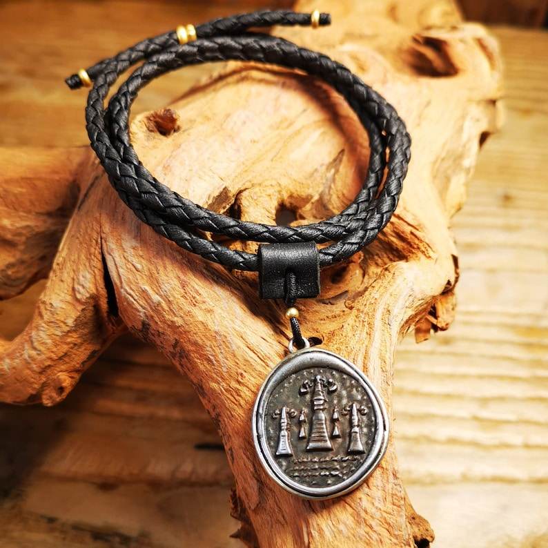 Antique Tibetan Buddhist Protective Pendant,Stupa,Pagoda,Buddhist Tower Amulet Badge,Made of Thokcha,inlaid with Sliver - Gandhanra-ART