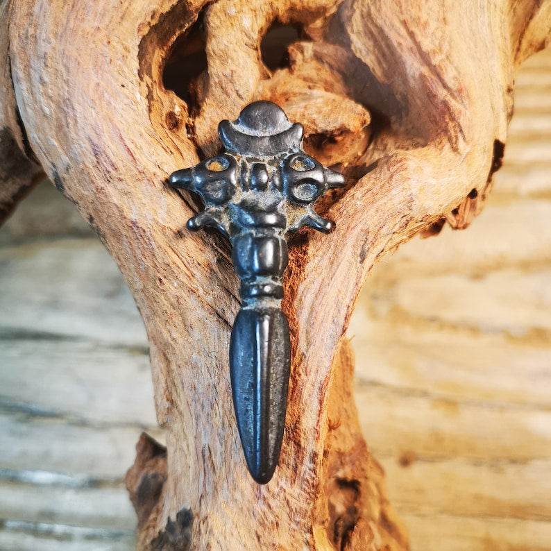 Antique Cross Vajra Phurba Amulet,Kila,Kilaka Pendant,Made of Thokcha,70 Years Old - Gandhanra-ART