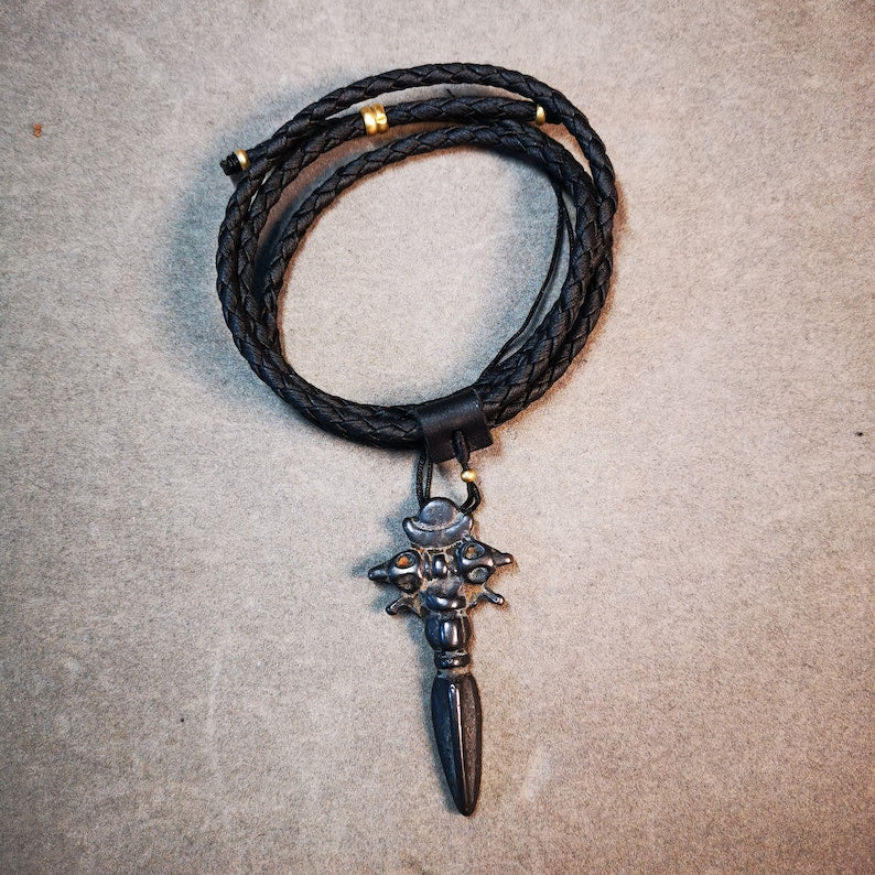 Antique Cross Vajra Phurba Amulet,Kila,Kilaka Pendant,Made of Thokcha,70 Years Old