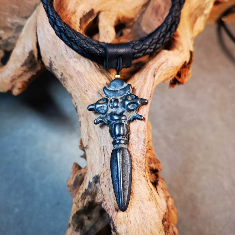 Antique Cross Vajra Phurba Amulet,Kila,Kilaka Pendant,Made of Thokcha,70 Years Old - Gandhanra-ART
