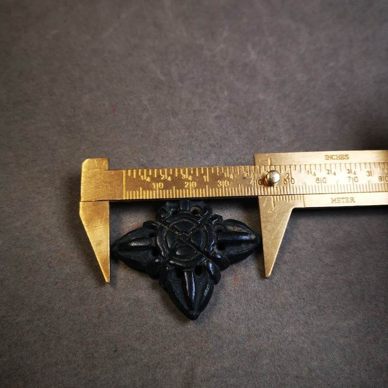 Hand Carved Cross Vajra Amulet Badge, Tibetan Buddhist Pendant, Made of Obsidian - Gandhanra-ART