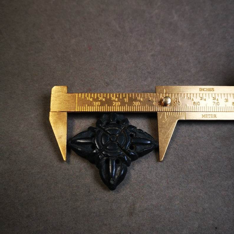 Hand Carved Cross Vajra Amulet Badge, Tibetan Buddhist Pendant, Made of Obsidian - Gandhanra-ART