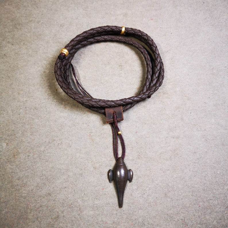 Antique Shankha(Divine Conch) Badge,Tibetan Buddhist Protective Amulet Pendant,Made of Thokcha,60 Years Old - Gandhanra-ART