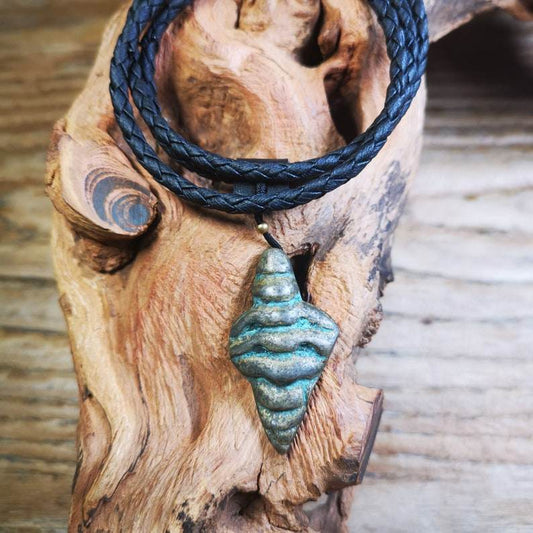 Shankha(Divine Conch) Badge,Tibetan Buddhist Protective Amulet Pendant,Made of Lima Brass - Gandhanra-ART