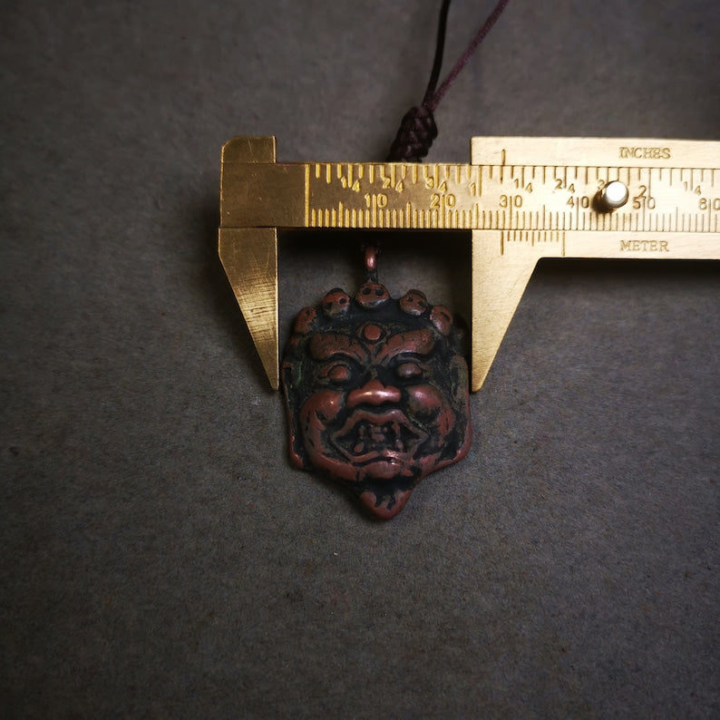 Amulet Badge,Mahakala Pendant, Buddhist Protector Deity, 50 Years Old